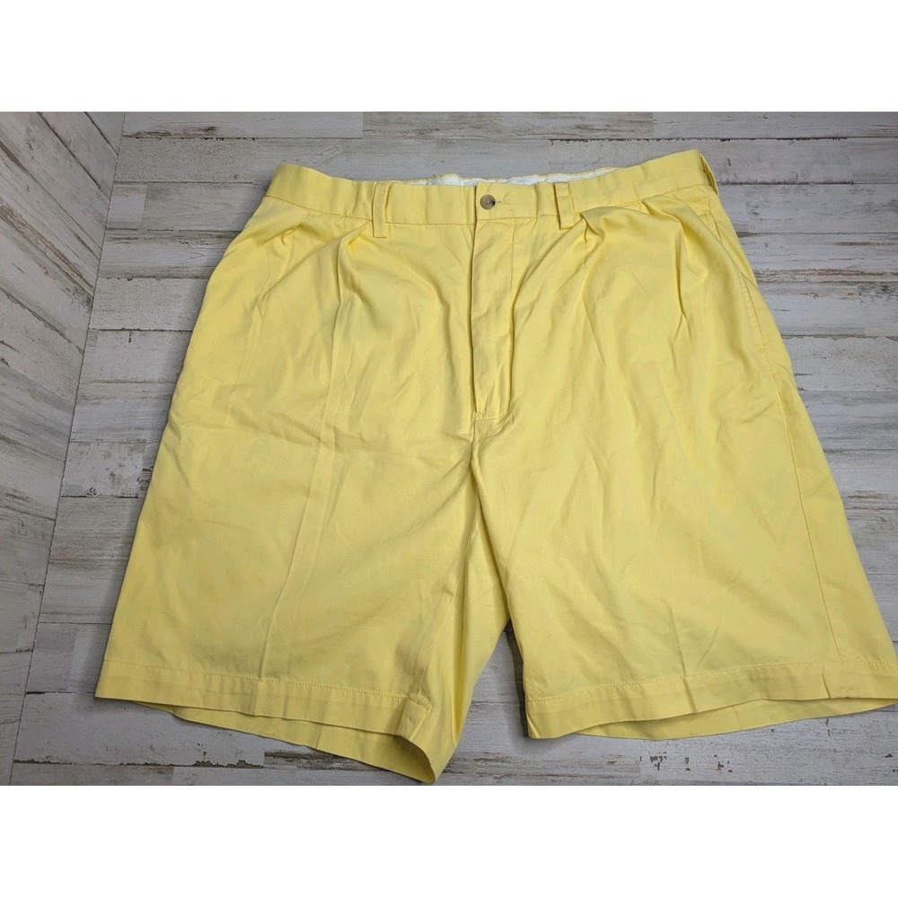 Vintage Polo Golf Ralph Lauren Fairway Shorts Men‎ 36 Yellow Chino Pleated Front
